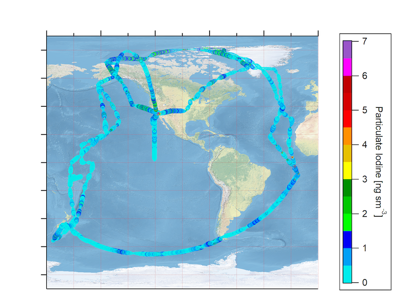 Map of flight lines to measure particulate iodine. 