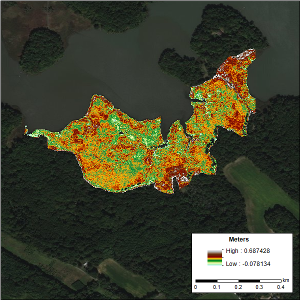 DEM of the Global Change Research Wetland (GCReW) site.