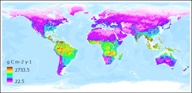 Mean global soil respiration derived from global Soil Respiration Database Version 5 (SRDB-V5).