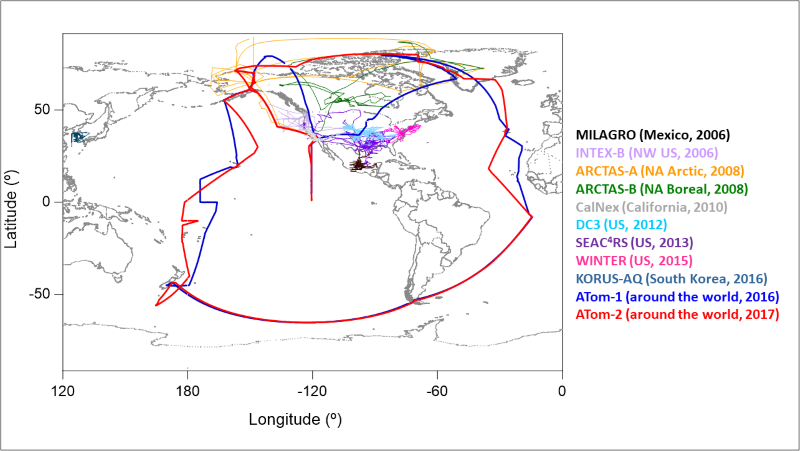 Flight tracks for airborne campaigns in this dataset.