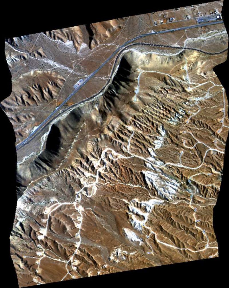 RGB composite image from AVIRIS-Classic flightline f170628t01p00r04 acquired on June 28 2017 northwest of Mojave, California.