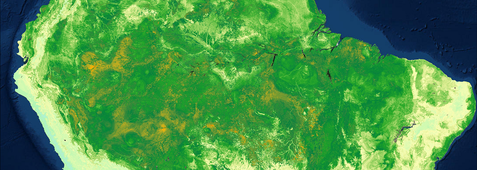 Map of annual soil respiration in South America.