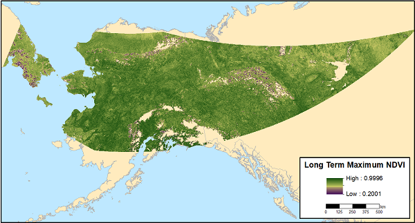 Long-term maximum NDVI measured 2002-2017