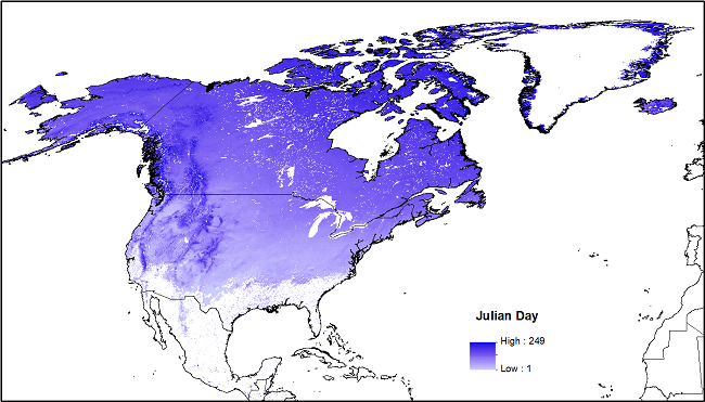 Map of snowmelt date.