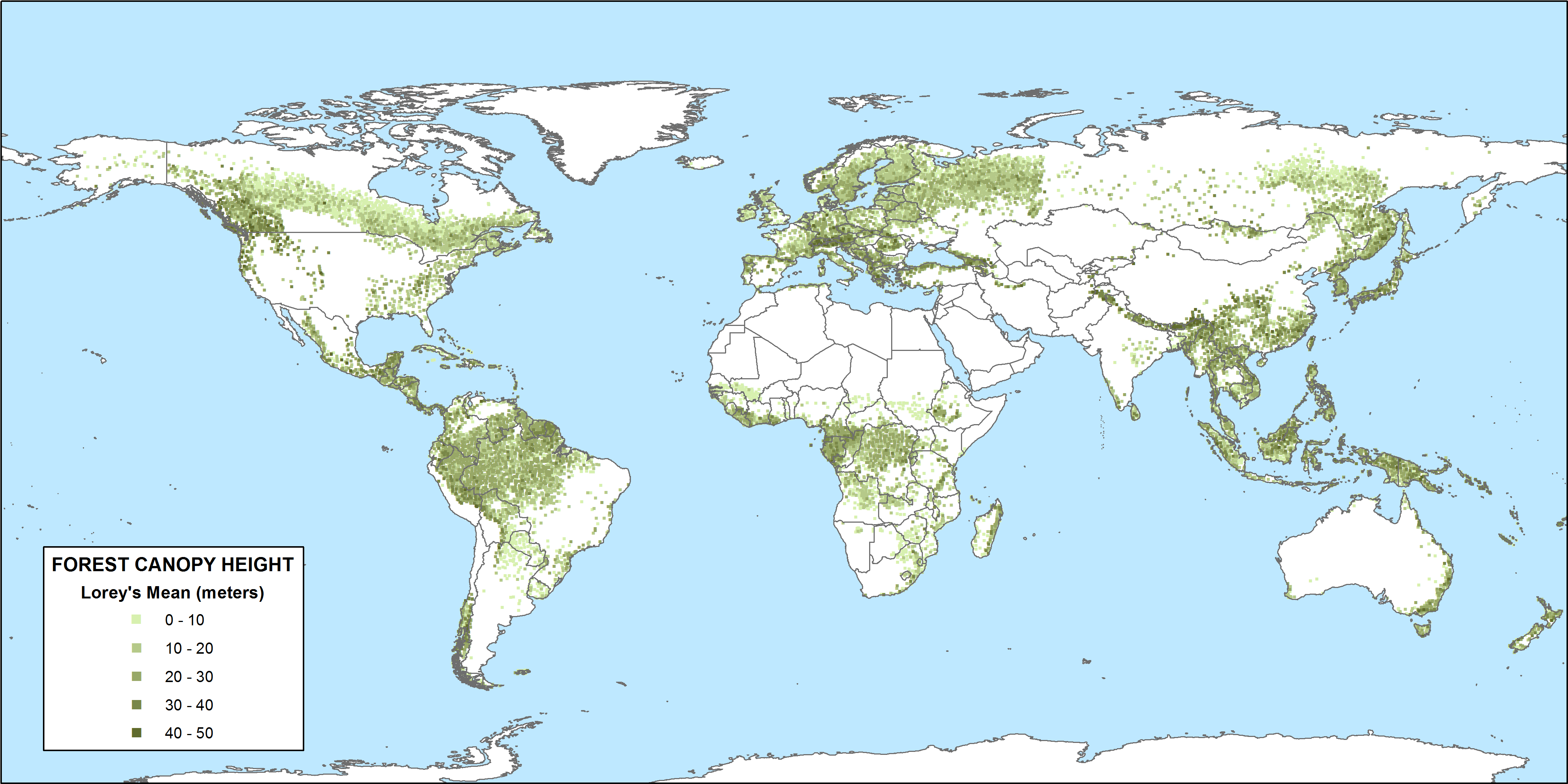 Global forest canopy height (Lorey's mean (m)).