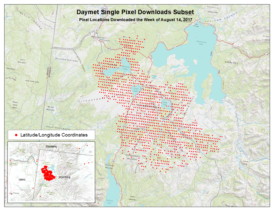 Daymet single pixel downloads accessed the week of August 14, 2017.