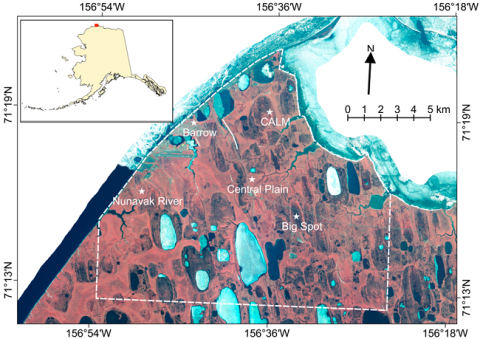 Google Earth Image of the locations of the four sites around Barrow, Alaska (from Fig. 1 in Schaefer et al., 2015).