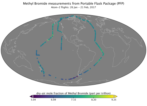 Map of methyl bromide data collection.