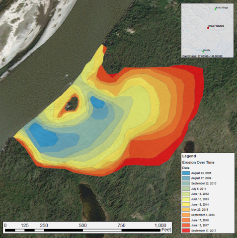 Annual Expansion of a Thaw Slump Map showing thaw slump in Alaska.