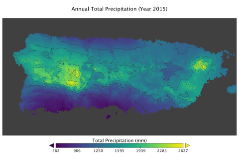 total annual precipitation in Puerto Rico for year 2015
