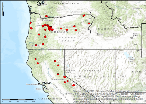 Locations of TERRA-PNW sampling areas in forests of the Pacific Northwest.