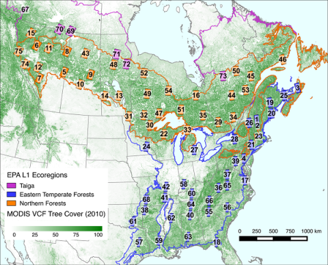 Map of the 75 selected Landsat sidelap regions