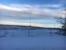 A communication tower at the Wessington, South Dakota.
