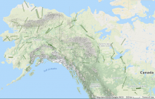 UAVSAR P-band SAR radar swaths over study sites across Alaska, USA, and western Canada for the 2017 ABoVE campaign.
