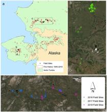 Locations of field sites in Alaska, U.S.