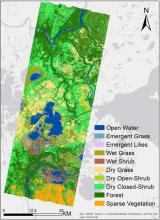 The wetland vegetation community classification for the Peace-Athabasca Delta, Alberta, Canada created from AVIRIS-NG derived features.