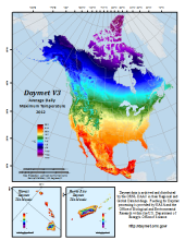 Daymet V3.0 2012 Average Daily Maximum Temperature for North America, Hawaii, and Puerto Rico