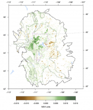 Map of NDVI in Greater Yellowstone Ecosystem