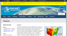 Daymet home page screenshot