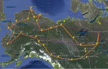 Map of Arctic-CAP flight lines. Monitoring carbon dynamics during the 2017 growing season.