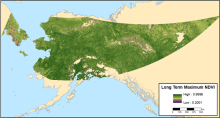 2002-2017 long-term maximum NDVI from ABoVE campaign Long-term maximum NDVI measured 2002-2017