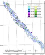 Figure of riverbank erosion and vegetation colonization Yukon River riverbank erosion and vegetation colonization