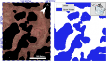 Imagery showing AirSWOT data and derived map. AirSWOT Imagery