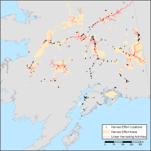 Map of subsistence resource use areas of Interior Alaskan communities. Subsistence Resource Use Areas