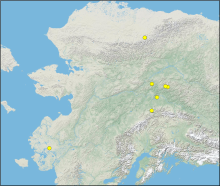 Locations of thaw depth measurement sites across Alaska. Locations of thaw depth measurement sites.