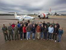 The ACT-America team on the tarmac with the B-200 and C-130 aircraft in Shreveport, LA. ACT-America team on tarmac in Shreveport, LA.