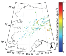 Total pyrogenic carbon consumption estimated from the AKFED between 2001 and 2012 Total pyrogenic carbon consumption estimated from the AKFED between 2001 and 2012