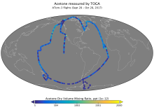 TOGA Measurements Global map showing measurements by TOGA.