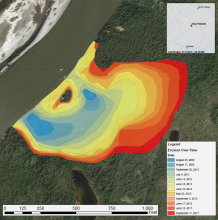 Annual Expansion of a Thaw Slump Map showing thaw slump in Alaska.