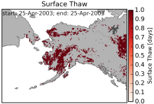 Surface thaw in Alaska Surface thaw map