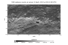 Infrared radiance of the land surface measured by the FLIR instrument onboard the CARVE flight on April 3, 2013.