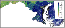 Map of Maryland carbon sequestration potential Maximum forest aboveground biomass