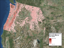 Map of aboveground biomass over the study region. Aboveground Biomass