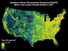 Map of CO2 emissions DARTE provides annual estimates of on-road CO2 emissions