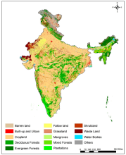 Land use and land cover map of India for 2005.