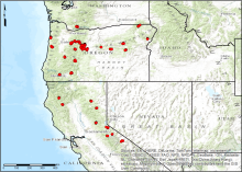 Locations of TERRA-PNW sampling areas in forests of the Pacific Northwest. Locations of TERRA-PNW sampling areas in forests of the Pacific Northwest.
