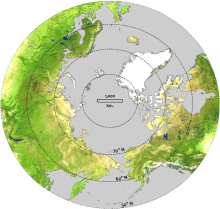 MODIS true-color, cloud-free composite of the northern hemisphere in 2001. MODIS true-color, cloud-free composite of the northern hemisphere in 2001.