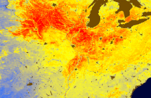 Map of solar-induced chlorophyll fluorescence (SIF) across the United States Solar-induced chlorophyll fluorescence.