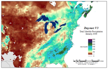 Total monthly precipitation for January 2000 Daymet precipitation in January 2000