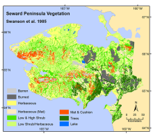 Vegetation map of the Seward Peninsula (Range Map, Swanson et al., 1985). Vegetation map of the Seward Peninsula (Range Map, Swanson et al., 1985).