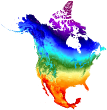 Daymet map Average daily temperature maximum, 2017