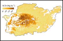 Map of predicted soil carbon density Northern Borneo soil carbon density